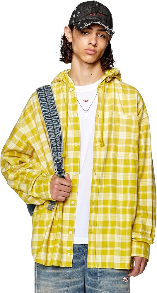Amazon.co.jp: [ディーゼル] メンズ シャツ チェック柄 フーディー
