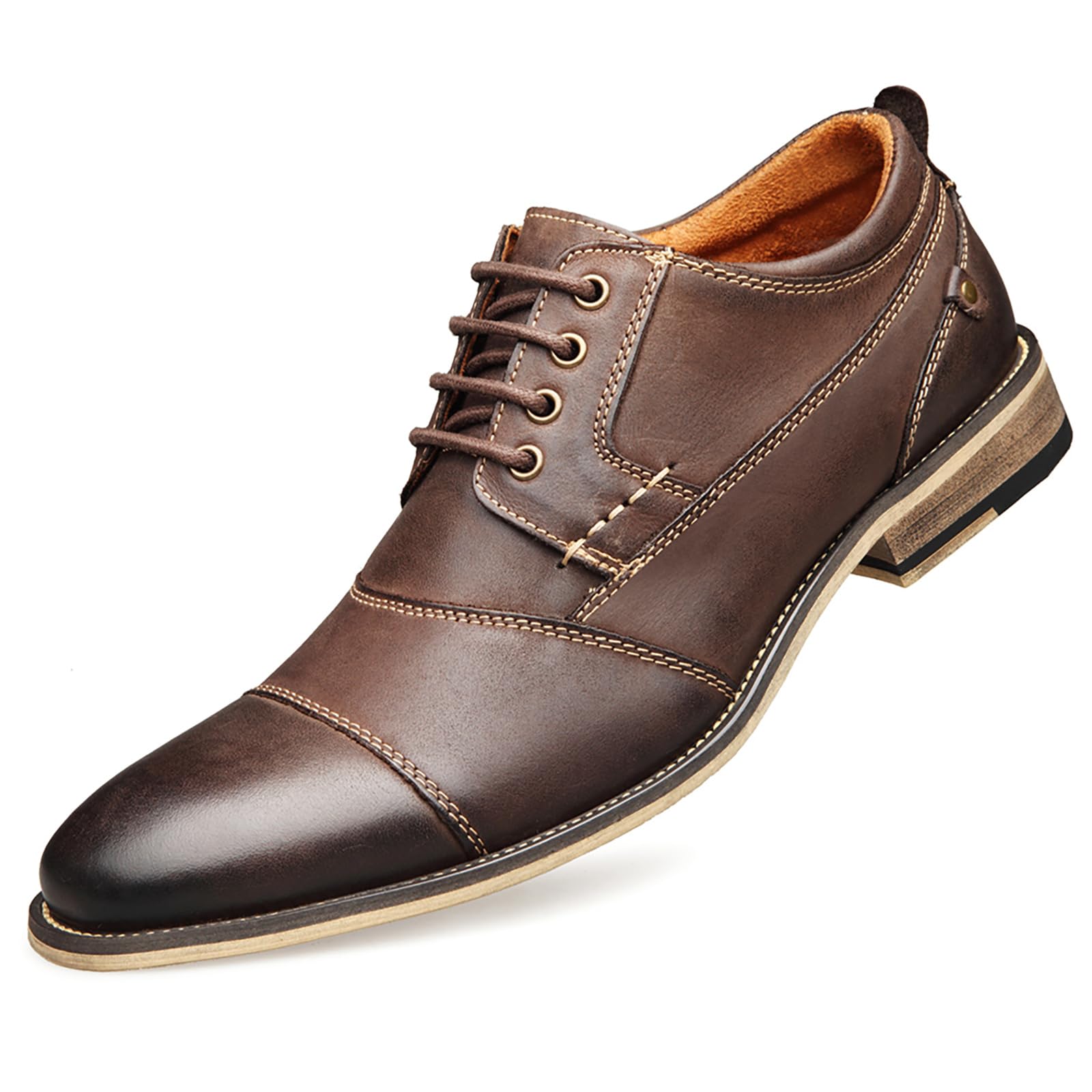 Męskie buty skórzane formalne biznesowe Oxford derby brogsy retro sukienka buty dla mężczyzn