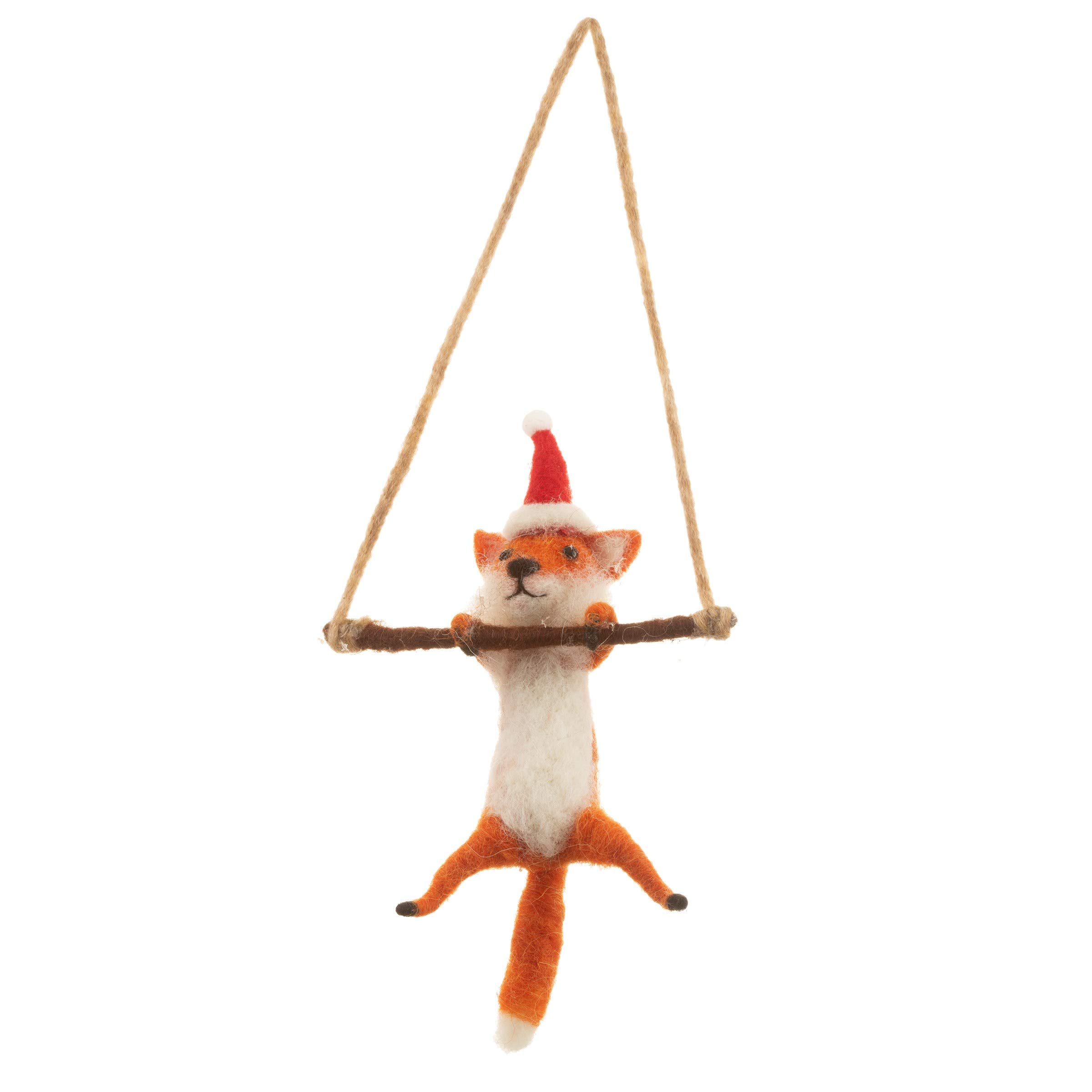 Sass & Belle Brown Woodland Fun Festive Fox Hanging Felt Decoration