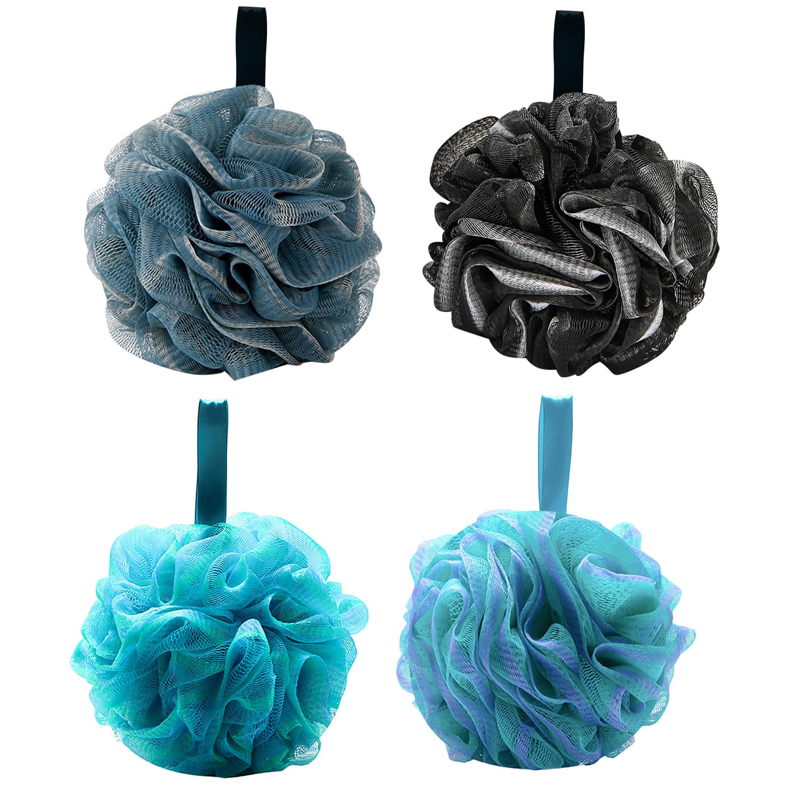 CLDURHGE Conjunto de 4 esponjas de baño de colores para ducha - Esponja exfoliante corporal Djampe - Esponja suavinex bebé adecuada - Manopla exfoliante corporal suave y eficaz