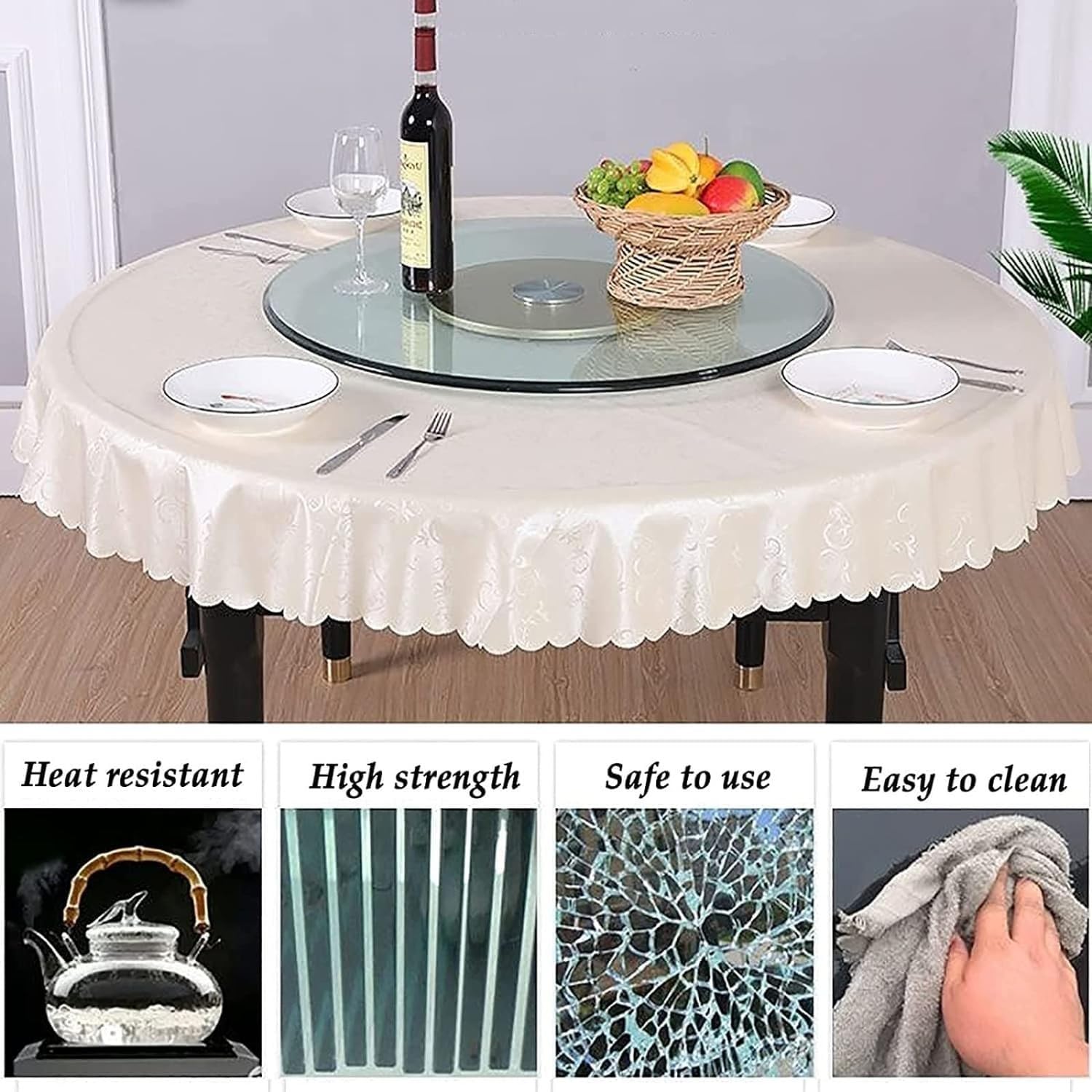 24 Lazy Susan Draaitafel - 360° gehard glas roterende dienblad om te