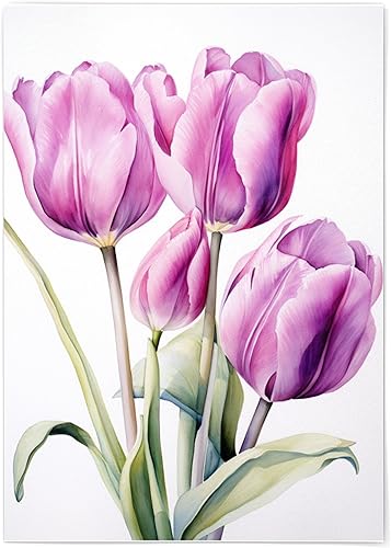 Tulips Wall Art Print - Tulips Flowers Print Poster Unframed - Watercolor Tulips Print - Tulips Wall Art - Tulips Painting - Tulips Artwork
