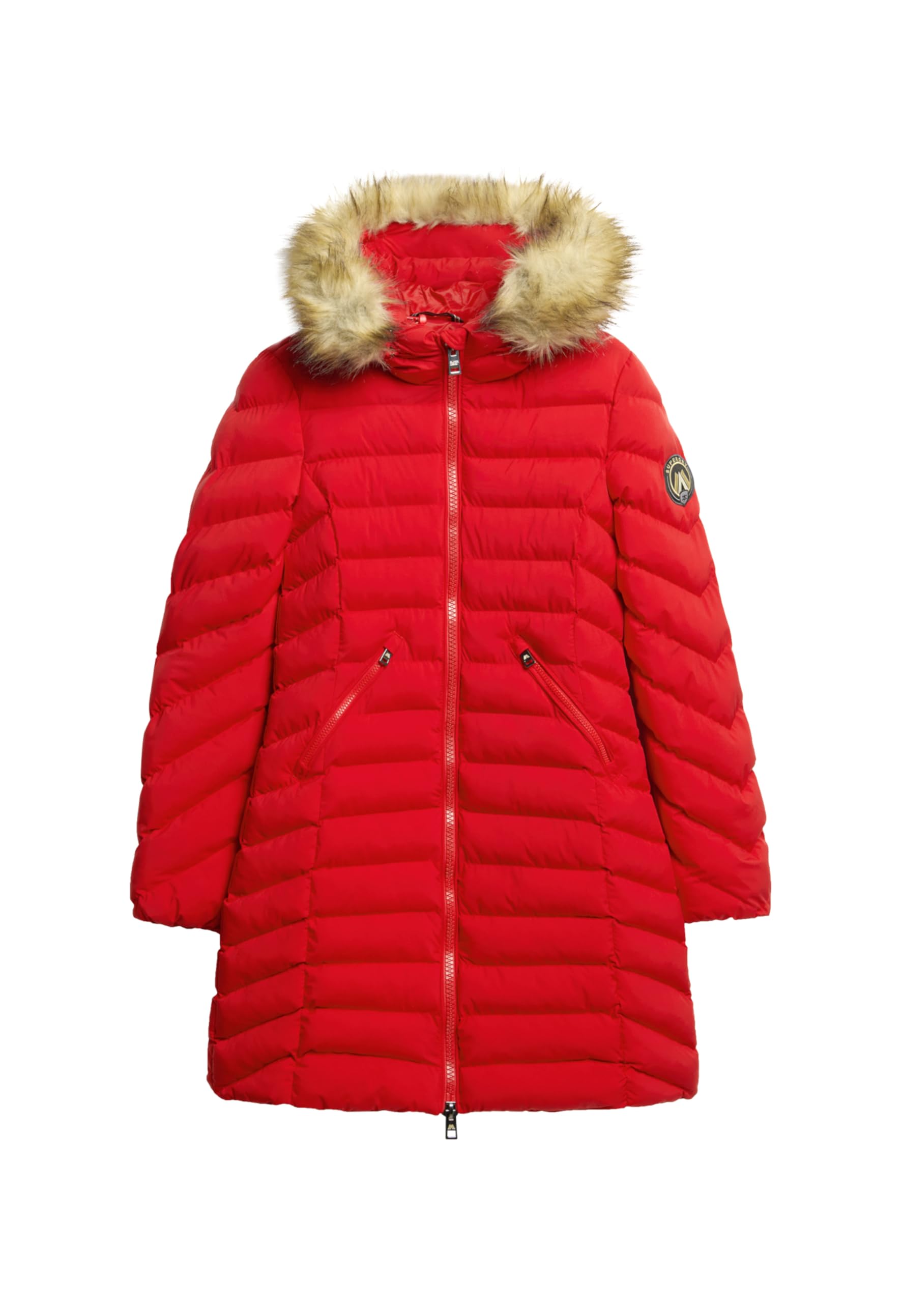 Superdry Women's Rouge Mid-Length Hooded Puffer Jacket With Faux Fur For
