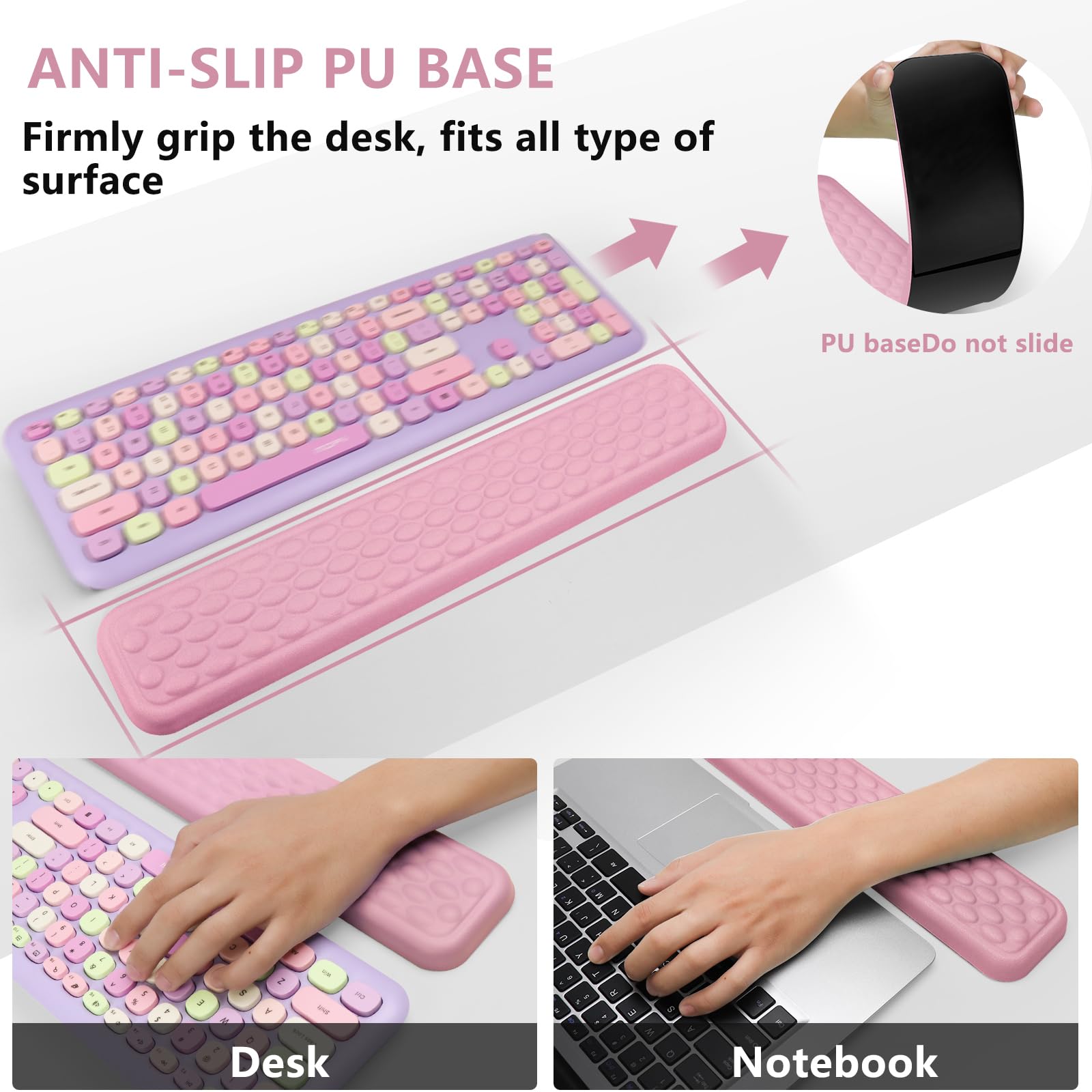 Ergonomische Handgelenkauflage für Tastatur und Maus, Computertastatur-Handgelenkauflage – weiches Memory-Schaum-Tastatur-Handgelenkauflage-Set, Schmerzlinderung für Laptop, Arbeiten, Tippen, Gaming,