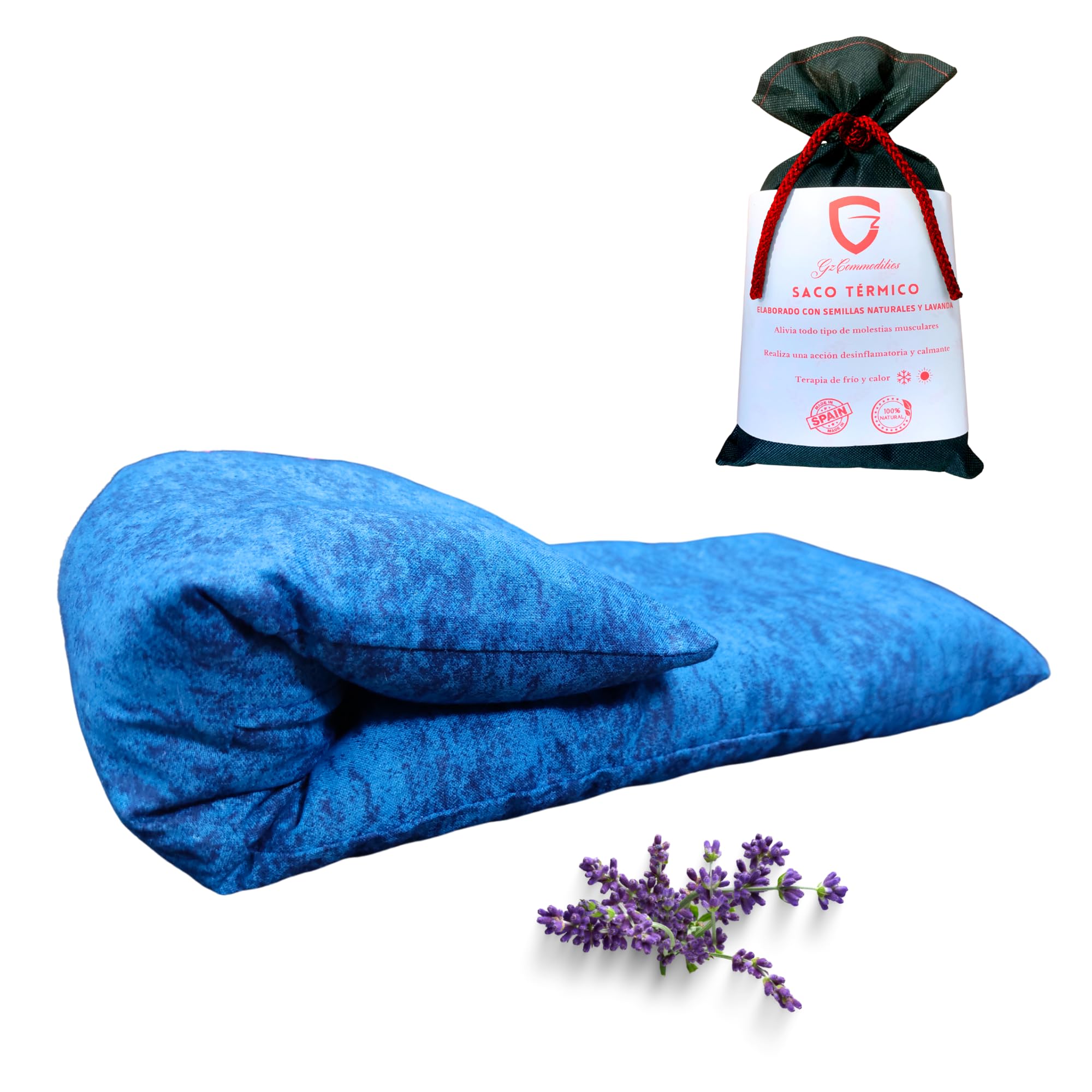 Cervical Microwave Thermal Seed and Lavender Seed Sack – 47 x 15 cm – 100% Cotton – Cushion Bag with Aroma Heat and Cold Multipurpose Bag for Feet Warming Beds and Lumbar (Blue Marble)