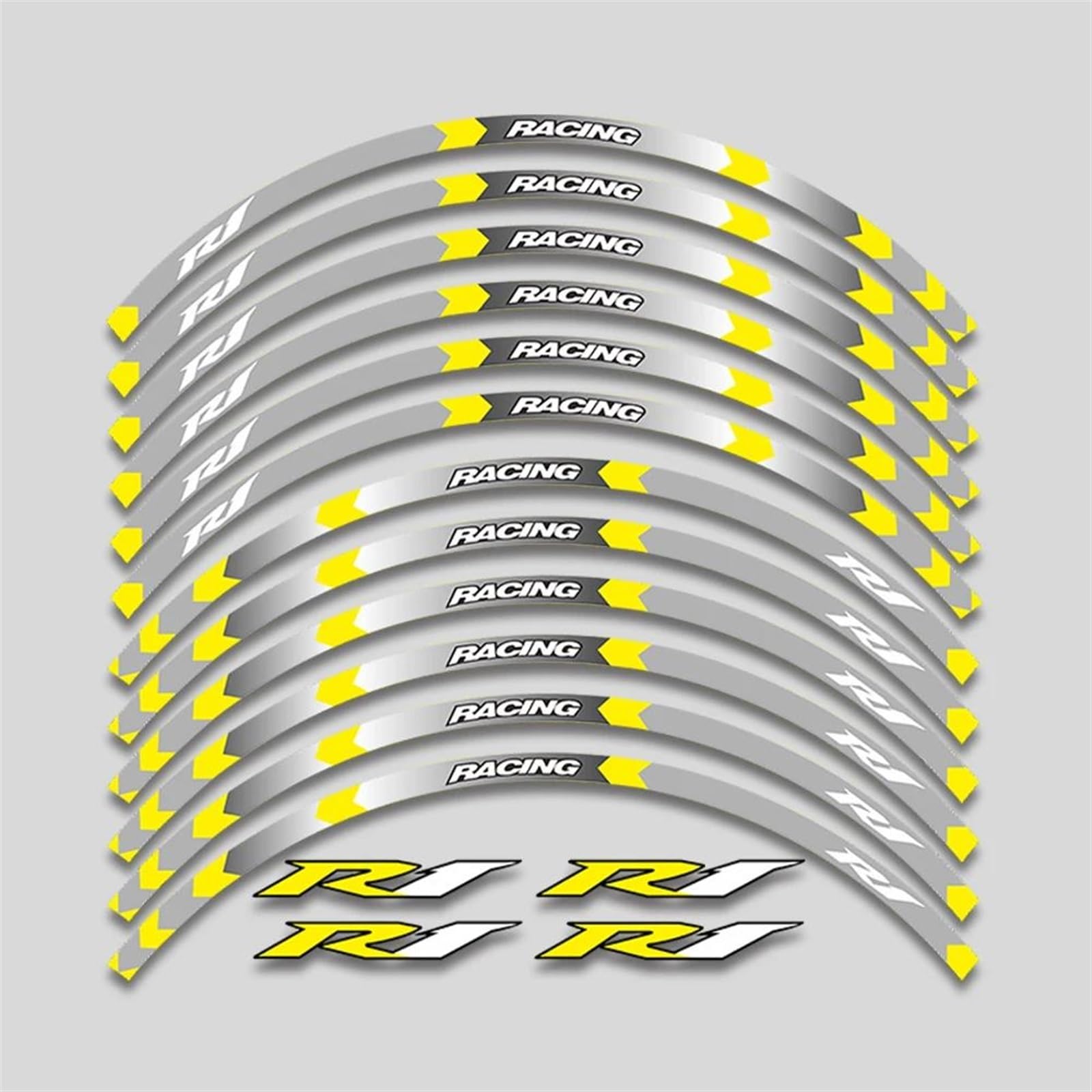 Motorcycle Accessories Wheel Stickers Reflective Decals Rims for Yamaha YZFR1 YZF R1(Style 7)