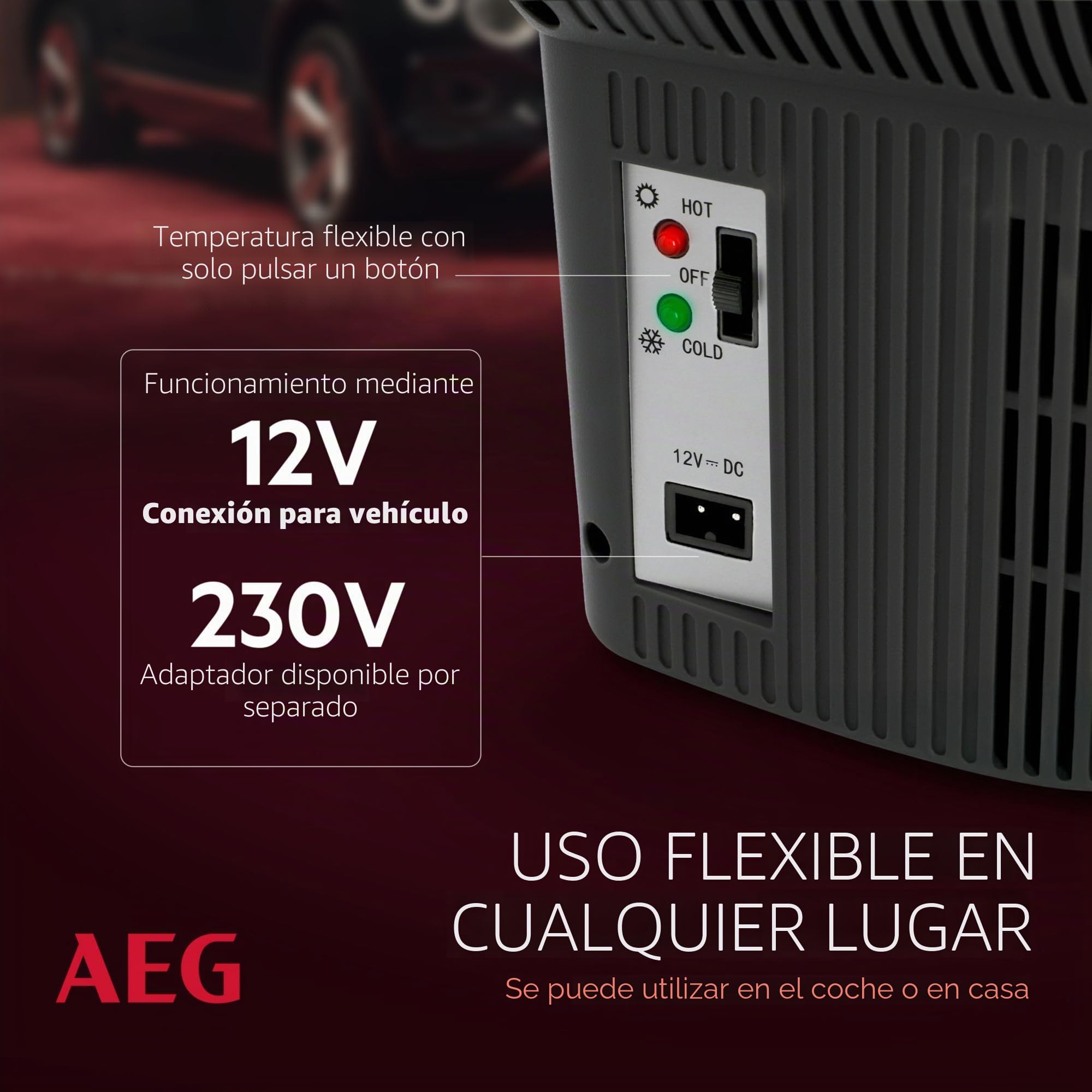 AEG Automotive Board-Bar BK 16 enfriador y calentador termoeléctrico 16 litros, 12 voltios para coche y enchufe, se puede conectar al coche
