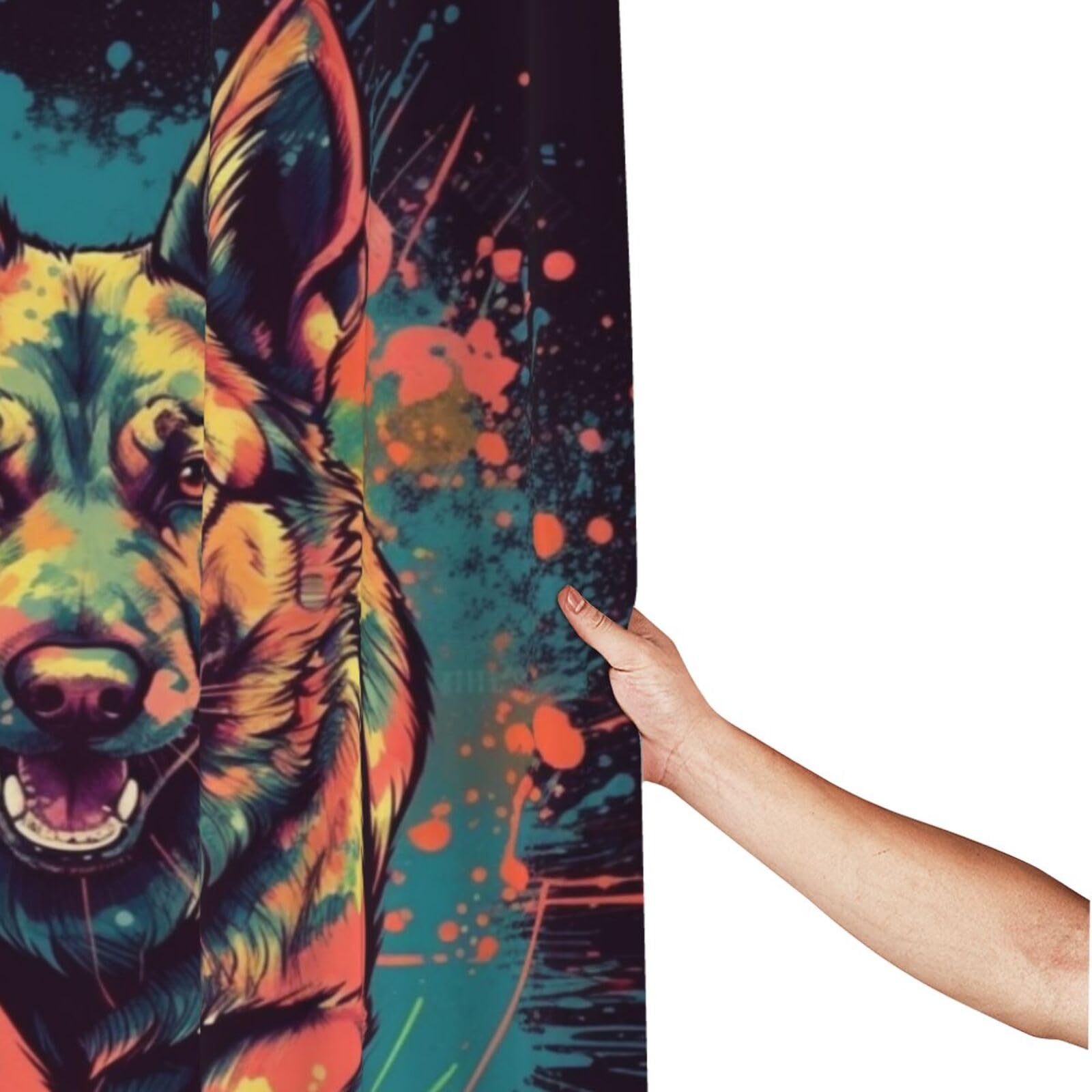 Germshepherd - Cortina de ducha con estampado de correr de 152 x 183 cm, cortina de ducha de tela de poliéster impermeable, decoración de bañera con 12 ganchos, secado rápido, lavable
