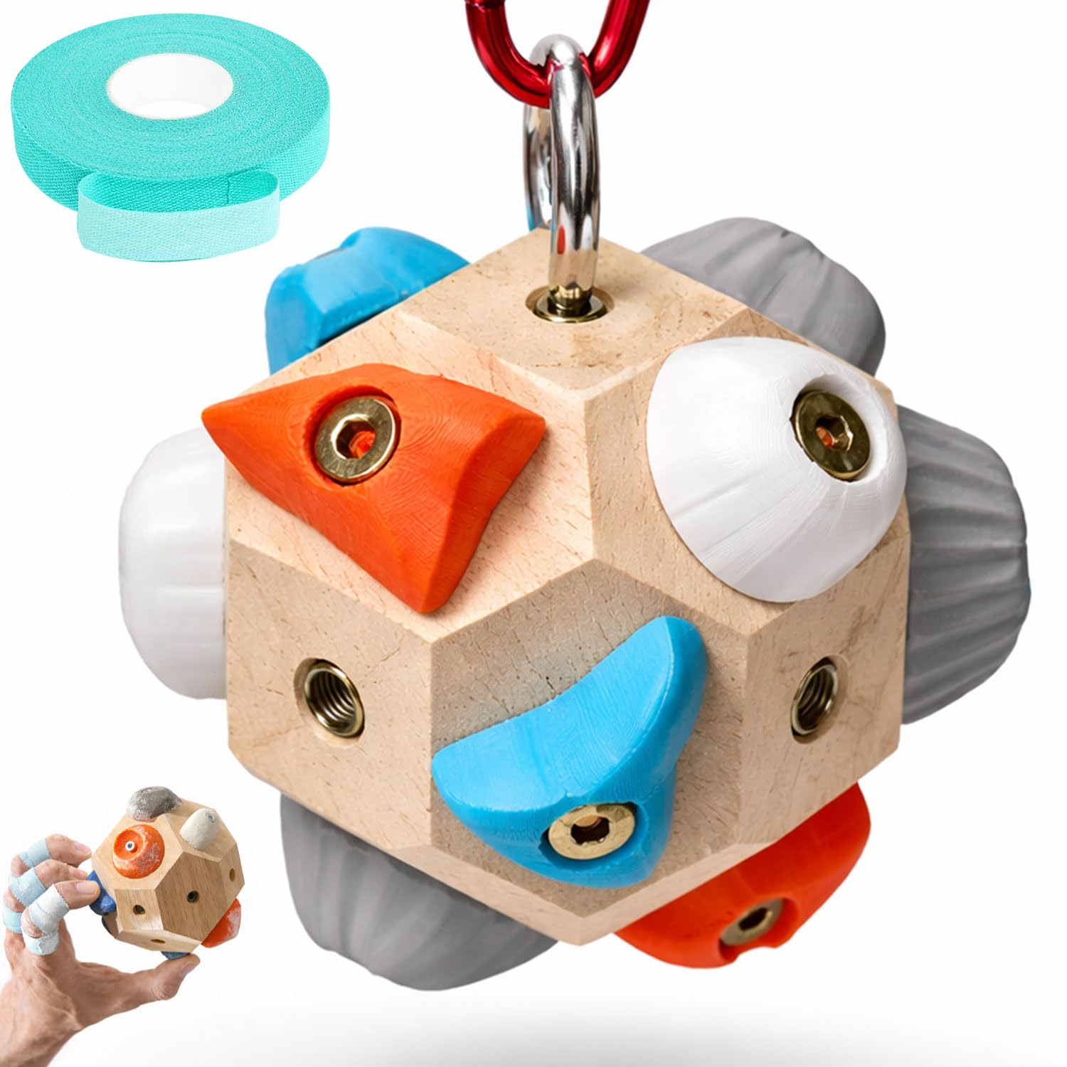 Handcrafted Solid Wood Climbing Grip Trainer, Finger Strength & Grip Exercise Board with Custom Routes, Portable Training & Stress Relief Desk Toy, Includes Climbing Keychain & Finger Tape
