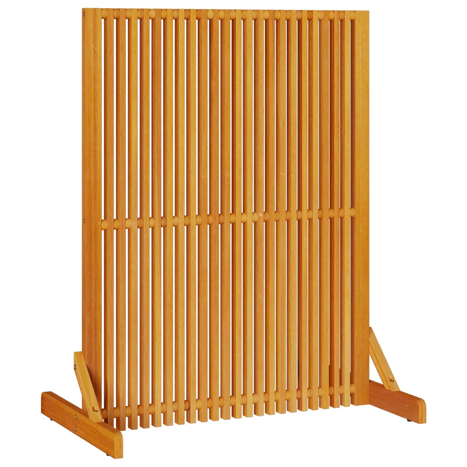 Vidaxl Brown Privacy Screen 79.5 X 50 X 110 Cm Solid Acacia Wood, Living Room, Modern Garden Decor, Durable Folding Divider, Rectangular Wooden Screen, Privacy Panel, Space Separator,