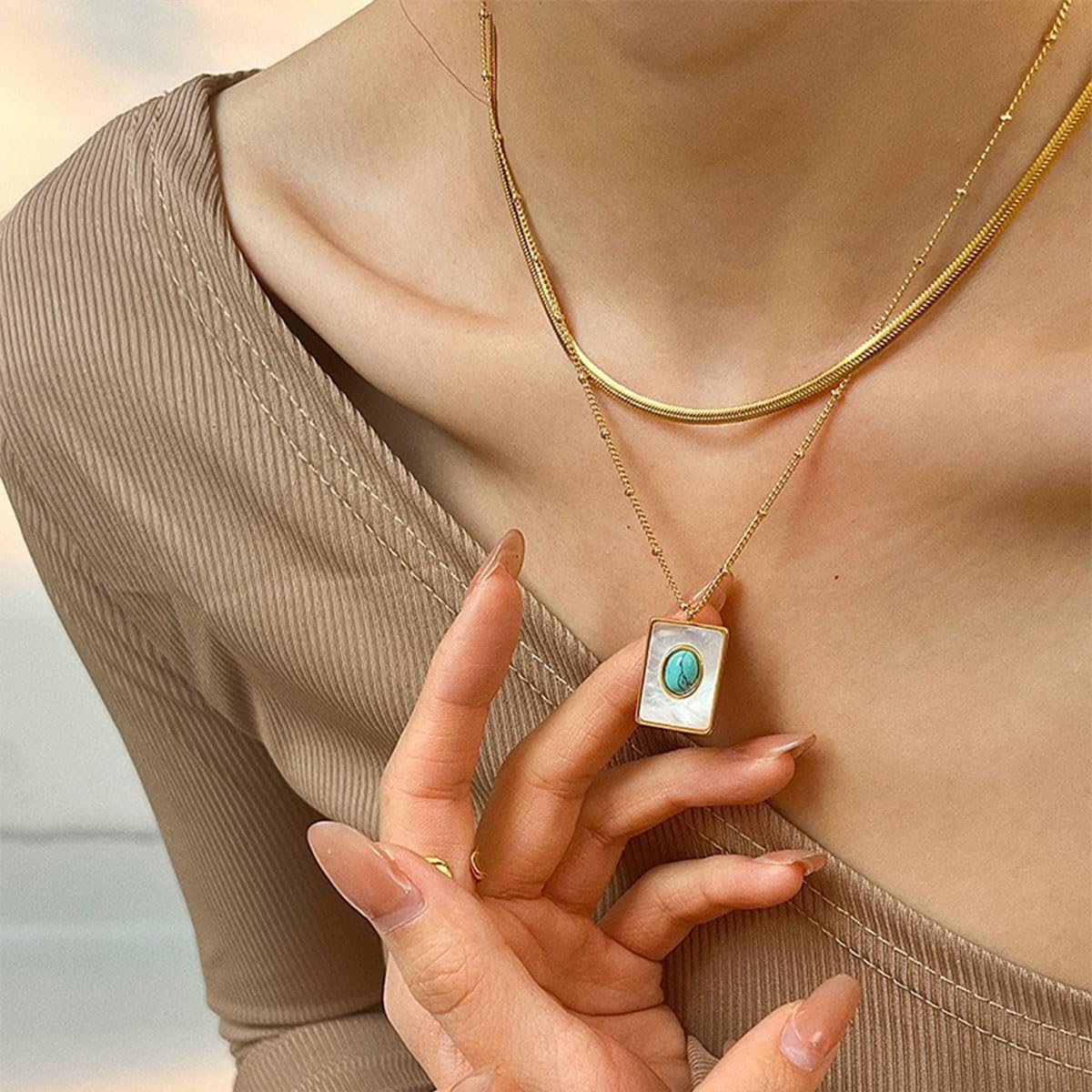 Layered Necklaces for Women, Gold Plated Necklace Set, Gold Jewelry Gifts for Women, Snake Chain Choker Dainty Necklace for Birthday Anniversary