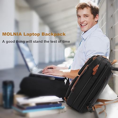 Miniatura 8 de MOLNIA Bolsa de computadora portátil 3 en 1 para hombre, bolsas de trabajo de 17.3 pulgadas para hombres, mochila para laptop, maletines, bolsa de