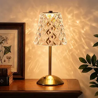 Nusogon Rechargeable Cordless Table Lamp, Gold Small Battery Powered Lamp