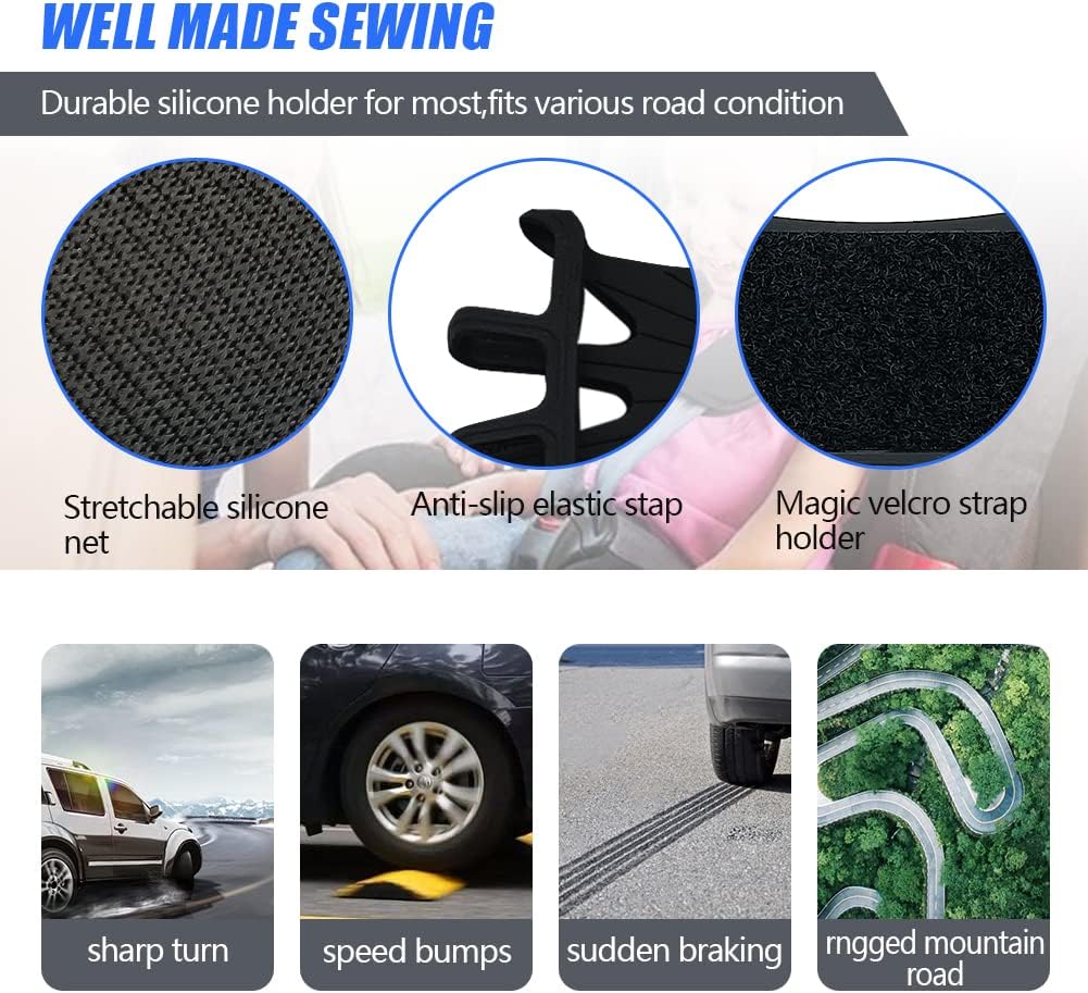 Phone Holder Car, Truck Tablet Headrest Mount, Universal Car iPad Holder with Silicone Net for All Kindle Fire, iPhone and Tablet with - Black (Small Silicone Net (3.5''-7.5'')) image 3
