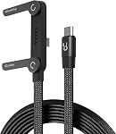 ChubbyCable StandLite 240W Braided Charging Cable with Built-in Phone Holder Durable USB-C Cable T-Folding Multi-Functional Right Angle, Black, 4.9ft