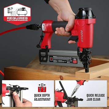 POPULO 2-in-1 Pneumatic Brad Nailer & Crown Stapler Air Compressor Required