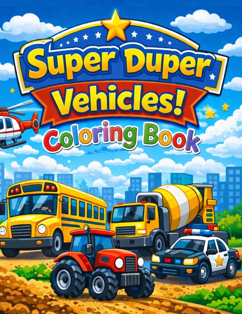 Vehicles Coloring Book for Kids Ages 4–8: Super Vehicles Coloring Book for Kids Ages 4–8 | 30 Fun Pages of Cars, Trucks, Tractors & More!
