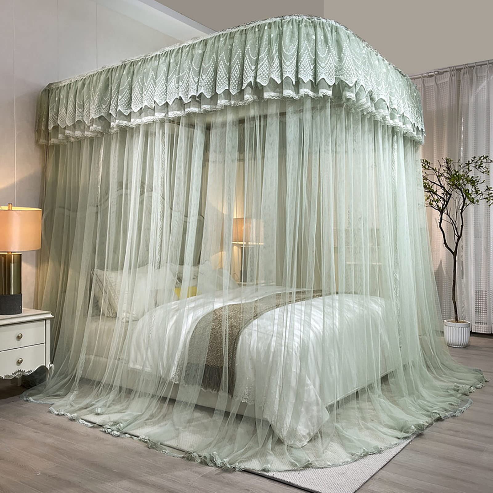 Moustiquaire pour lit à volants Princess baldaquin de lit King Size vert