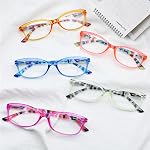 HEEYYOK 2.00 lecture de lunettes femmes Colorful lecteurs pour les femmes printemps Charnière dames trichers lecture lunettes léger Cateye 5pack
