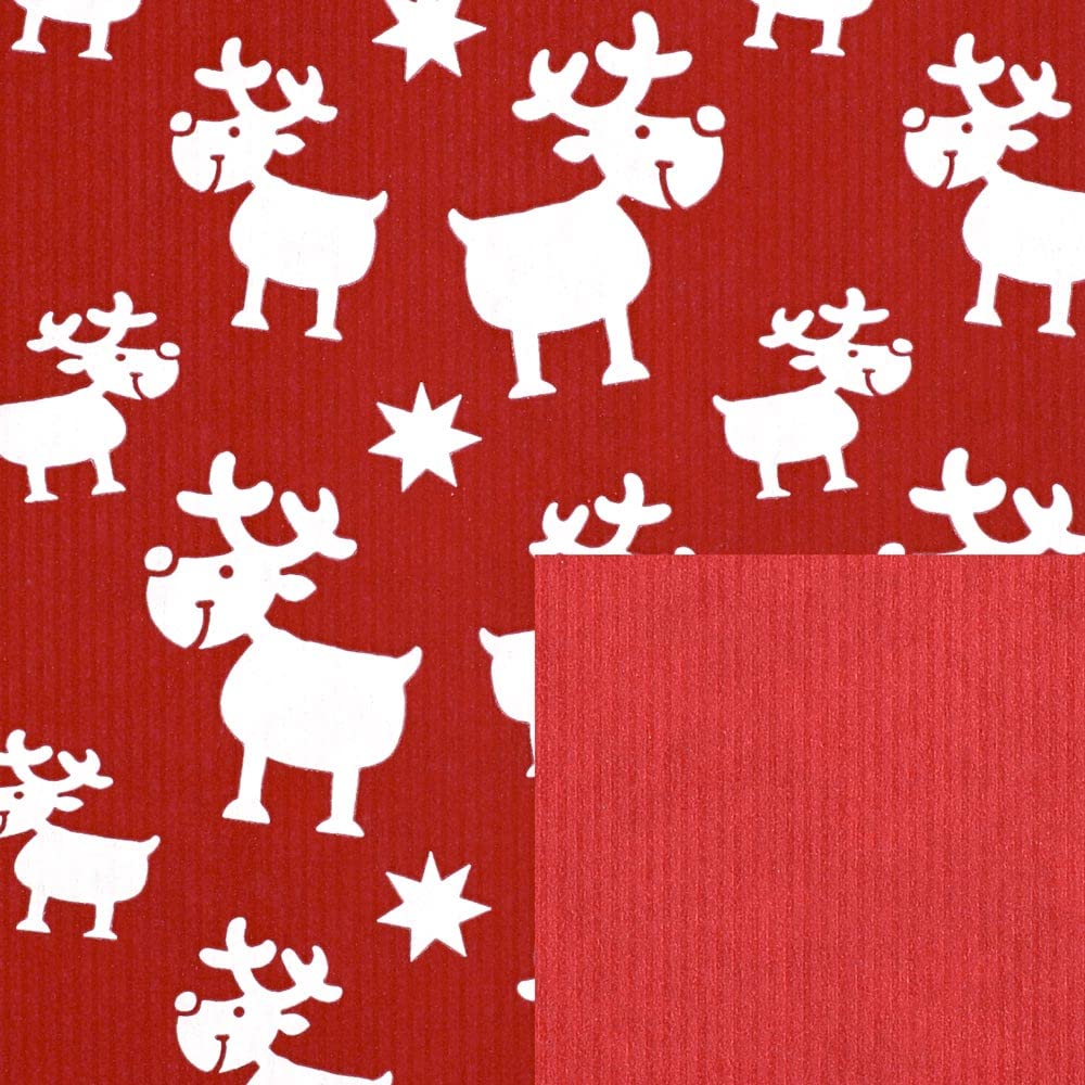 Große Rolle Geschenkpapier Kraftpapier Rudi 50 cm x 200 m | 70/m² Weihnachtspapier | HUTNER