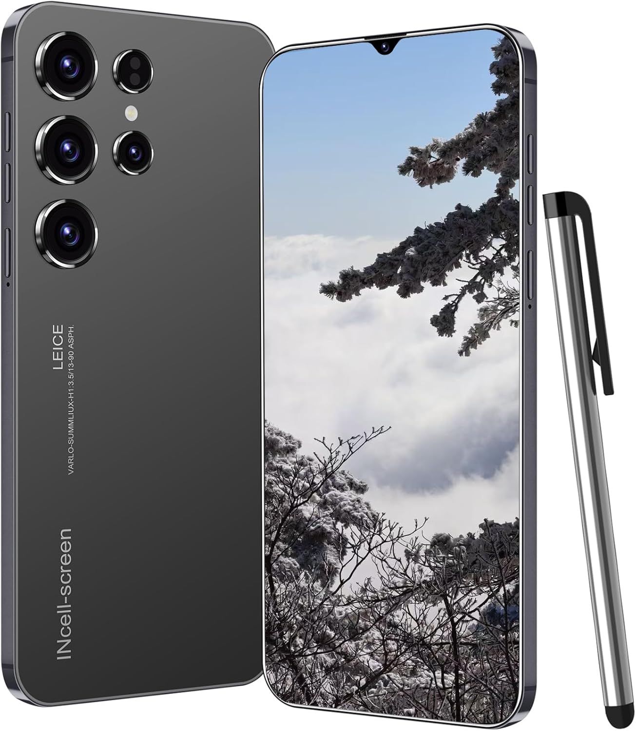 C24 5G Unlocked Smartphone, Android 14 Cell Phone, 6.3” HD+ Display, 4GB RAM + 128GB Storage, 108MP Dual Camera, Dual SIM, Face Recognition & Fingerprint Unlock, GPS, External Pen (Black)