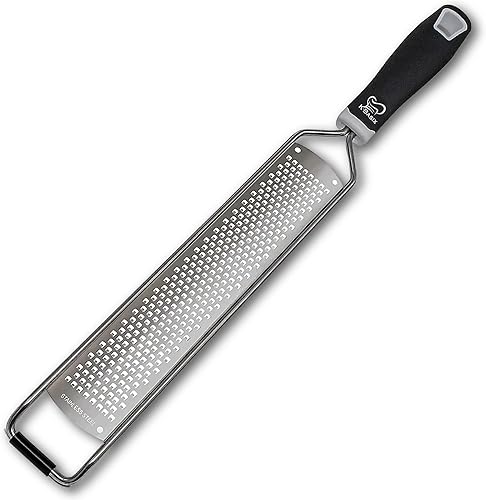 K BASIX Lemon Zester Tool - Afeitadora afilada de acero inoxidable con mango de agarre suave, rallador de lima y rallador para cocina y herramienta