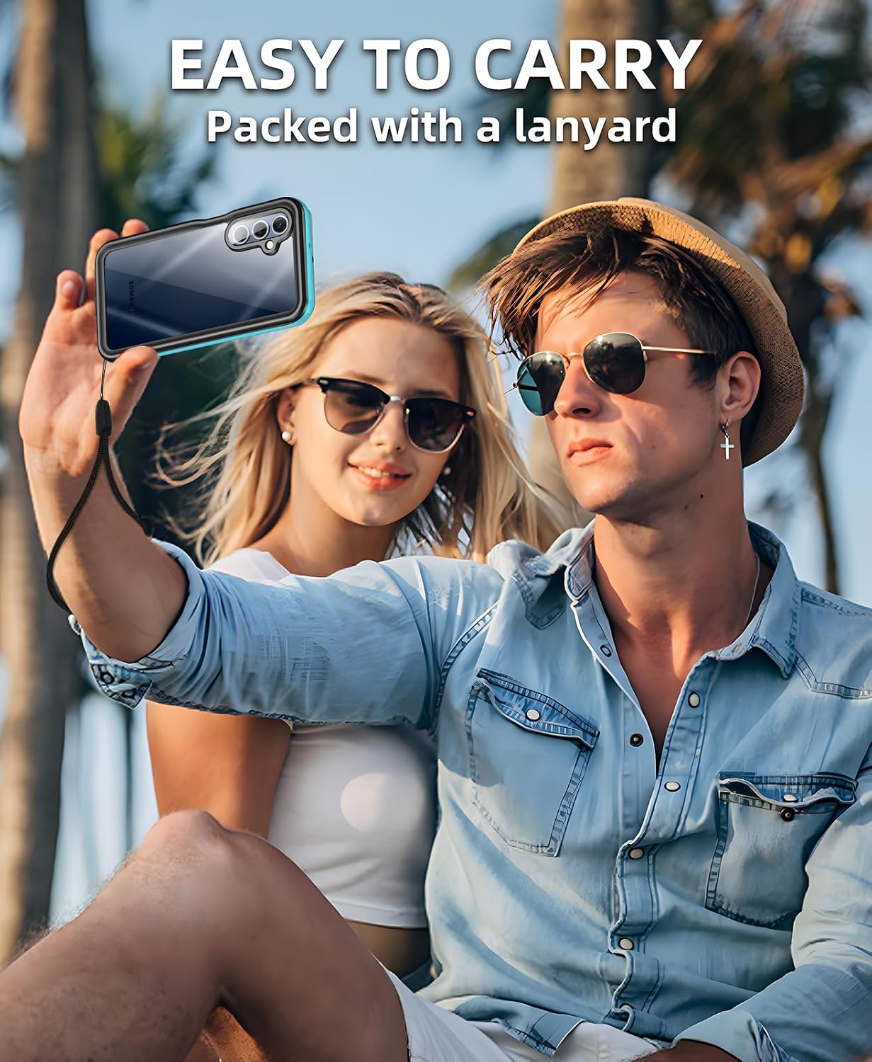 Beasyjoy for Samsung Galaxy A16 5G Phone Case, IP68 Waterproof with Built-in Screen Protector, Rugged Full Body Military Grade Shockproof Dustproof Protective Underwater Cover, Blue/Clear