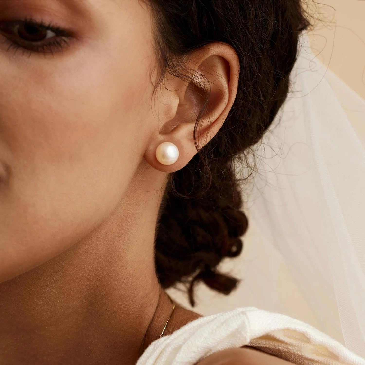 WFYOU Pearl Earrings for Women 925 Sterling Silver Earring 14K Gold Plated Pearls Stud Earrings for Women Trendy White 5 6 7 8 9 10MM Pearl CZ Diamond Hypoallergenic Earring Jewelry Gift - Image 7