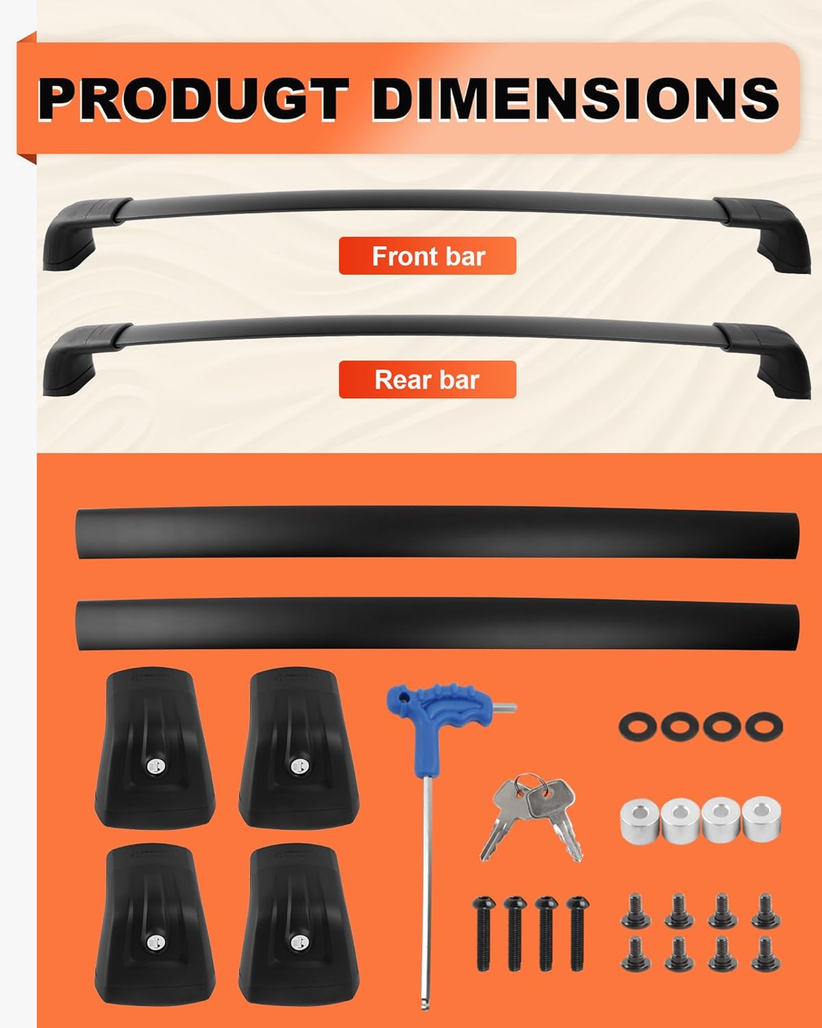 220lbs Upgraded Grand Cherokee Roof Rack Cross Bars Compatible with Grand Cherokee Altitude & SRT & Trackhawk with Roof Black Moldings 2011-2021, Heavy Duty Aluminum Anti-Corrosion Crossbars