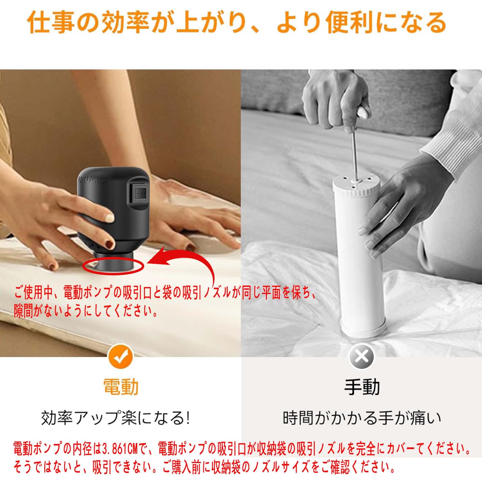 Amazon｜Wevac 圧縮袋 吸引機 衣類と布団圧縮袋 専用の電動ポンプ 布団