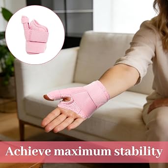 Thumb Support Reversible, Adjustable Thumb Splint for Right & Left Hand, Breathable Thumbs Spica Splint with Two Metal Splints for Arthritis, Tendonitis, Carpal Tunnel Pain Relief and Thumbs Sprain (P