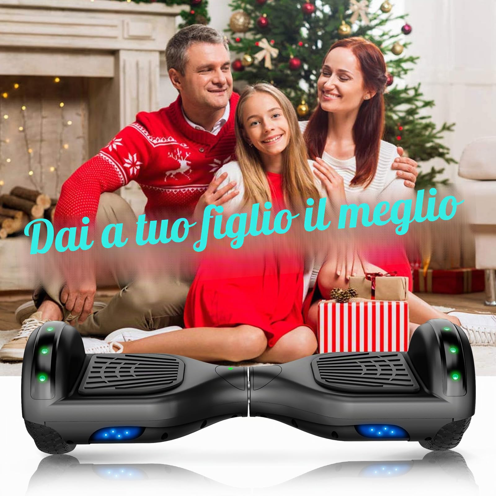 SISIGAD Offroad Hoverboard Kinder Adults mit 6,5" Reifen Leistungsstarke große Batteria Hoverboard Bluetooth-Lautsprechern LED-Licht, A02, A02-Black