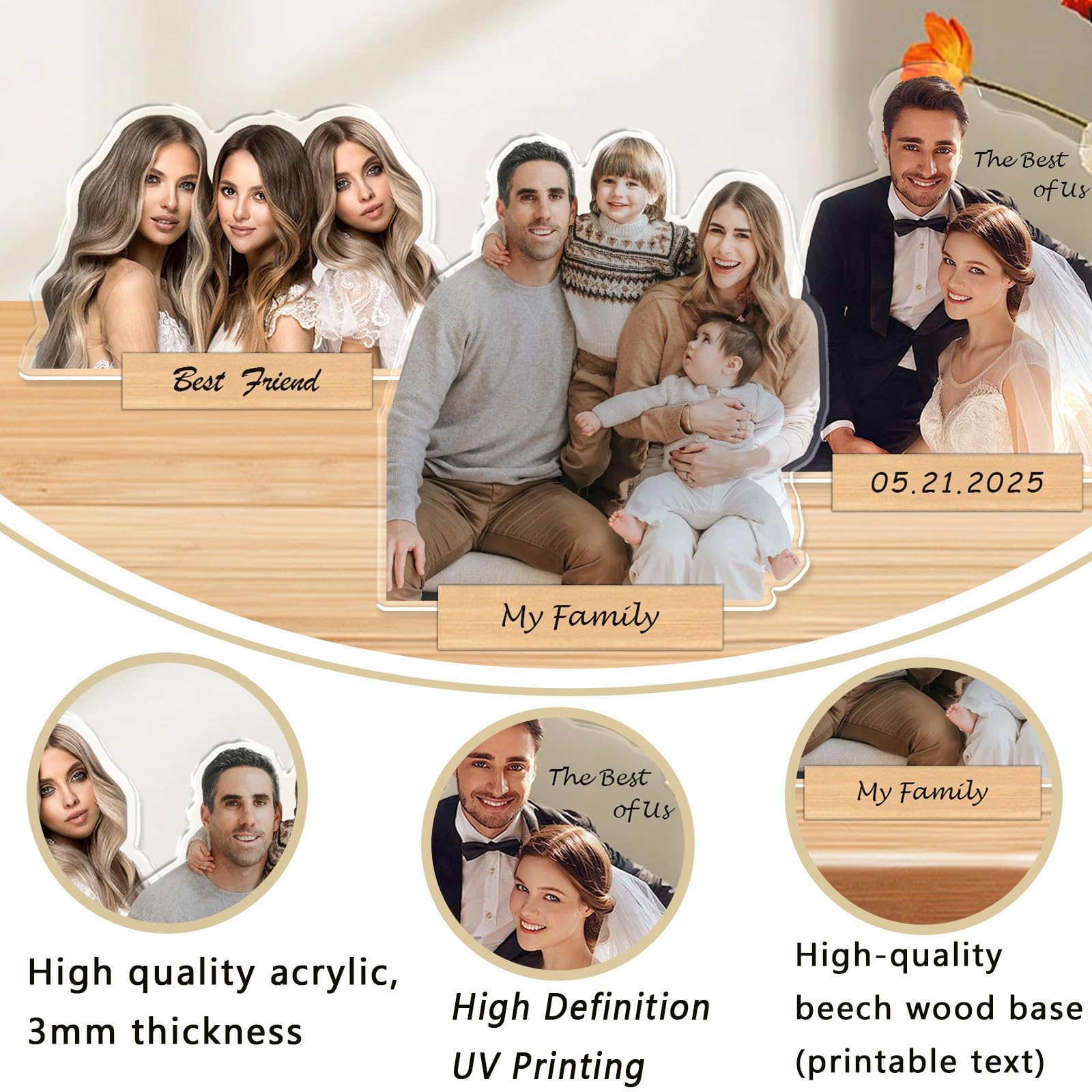 Custom Photo Sculpture, Personalized Acrylic Photo Cutout & Family Keepsake Statue, Unique Portrait Gift for Weddings, Anniversaries, or Special Occasions, for Loved Ones