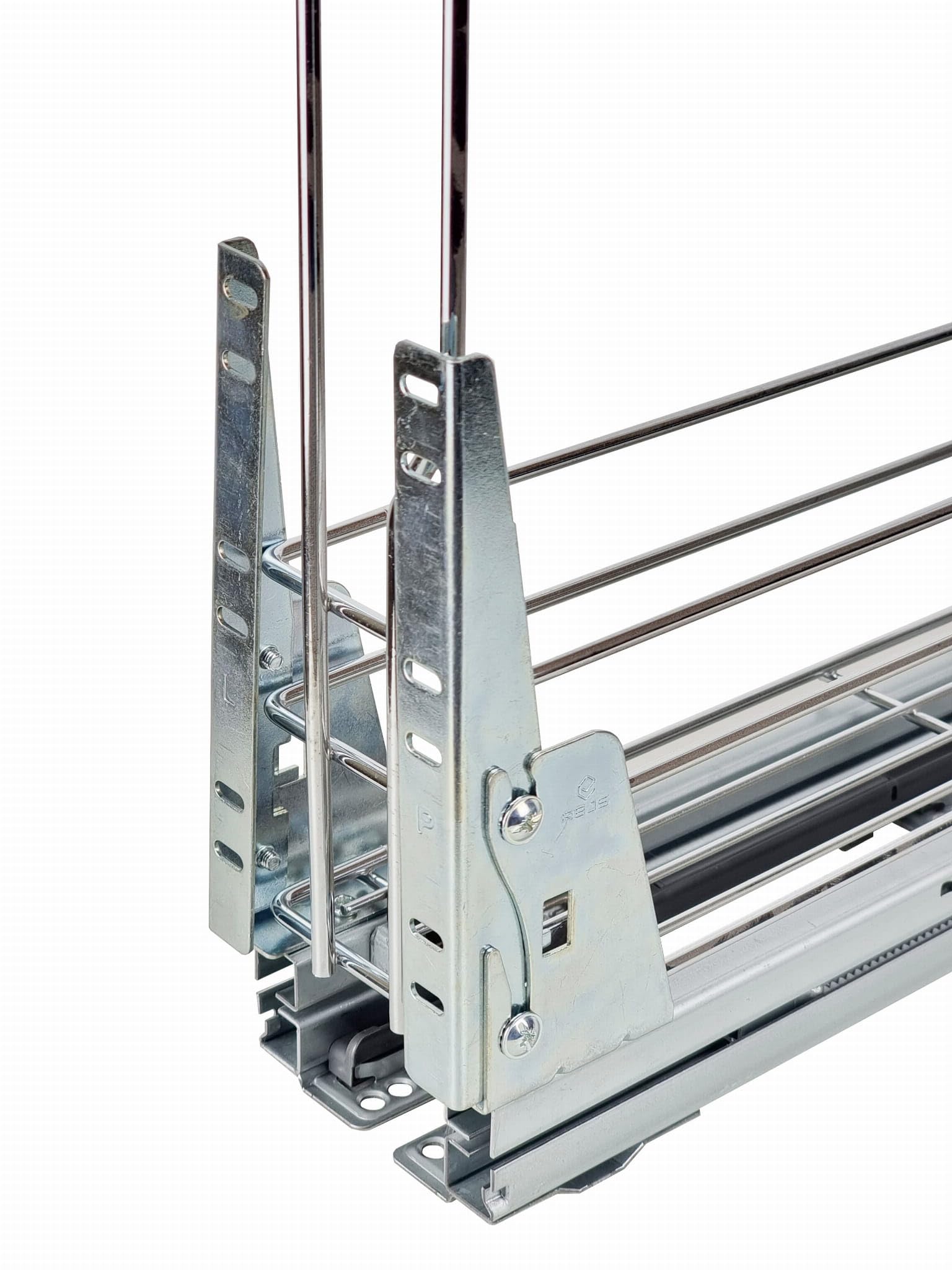 STOLMET Schrankauszug 23 cm für Küchenschrank 30 cm Außenbreite, Schrankkorb mit Vollauszug, Soft-Close, 2 Ablagen, 435,5 x 455 x 230 mm, Silber