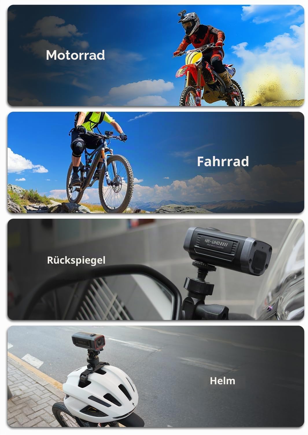 AKEEYO AKY-710S Motorrad-/Fahrradkamera 4K 28fps, 2K 55fps, Weitwinkel 142°, IP67, 5MP, Loop & Emergency-Aufnahme, Parkmonitor, Fahrrad, Outdoor-Sport, Wiederaufladbar, Inklusive 32GB Karte