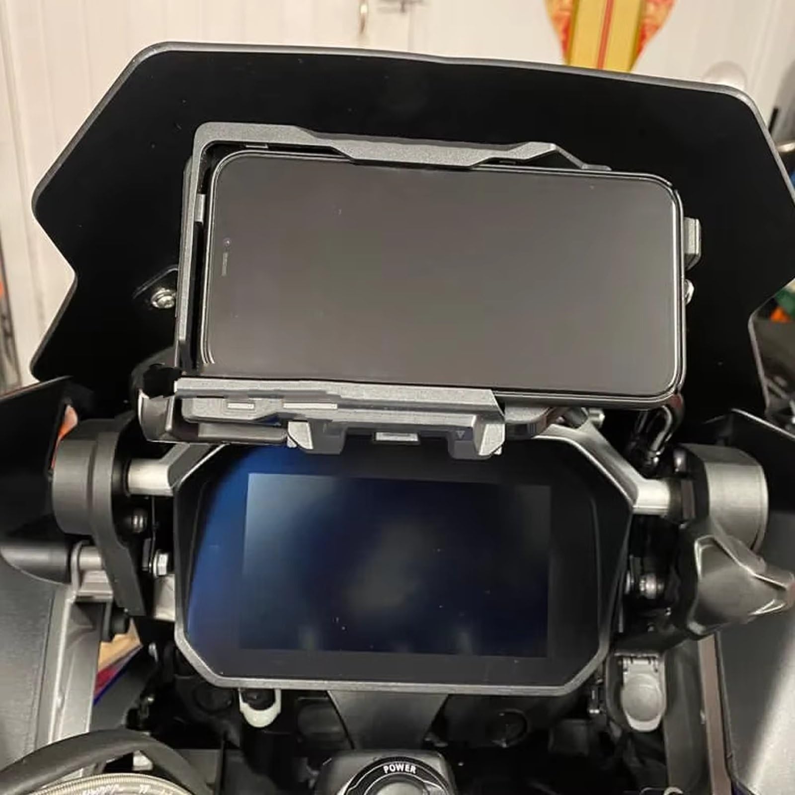 Supporto Per Telefono Moto Per BMW F850GS F750GS F800GS F700GS R1300GS R1200GS R1250GS Per ADV Supporto Telefono GPS Con Ricarica Wireless Moto(Wireless- White Line)