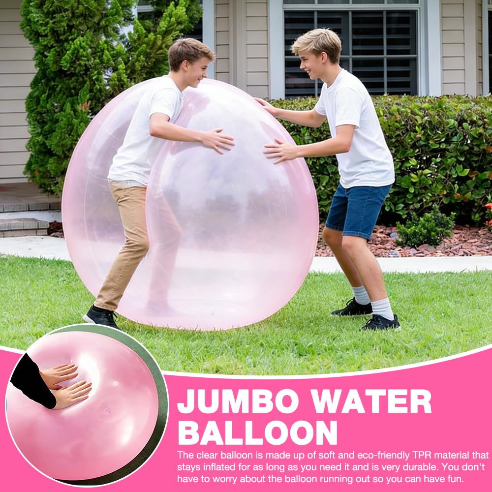 Bubble Ball XXL, HOVCEH 120cm Pelota Wubble Bubble Ball, TPR Transparente Reusable Pelota Hinchable Gigante para Playa, Jardín (Rosa)