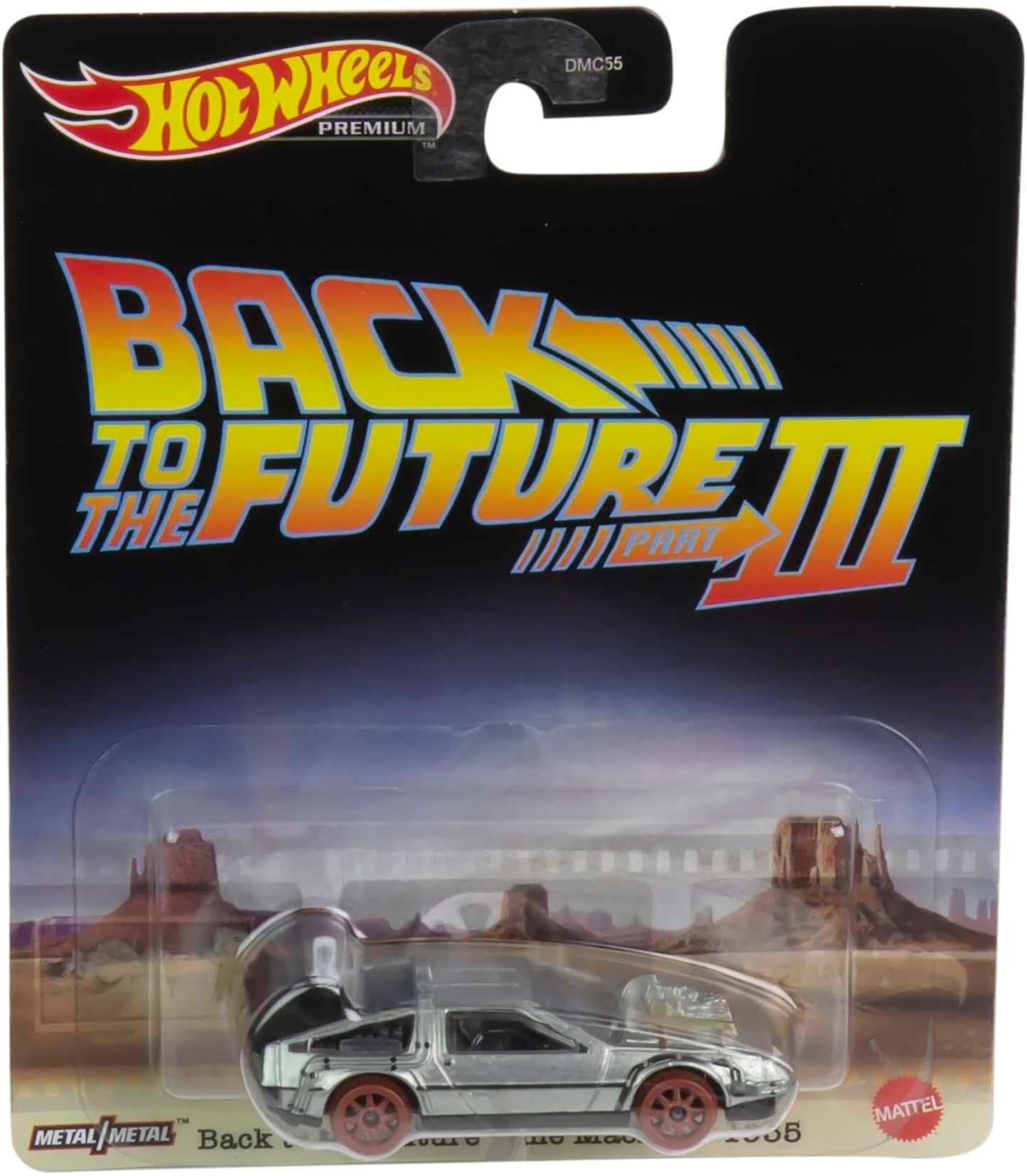 Time Machine (Railroad Version) Brushed Metal Back to The Future Part III (1990) Movie Diecast Model Car by Hot Wheels