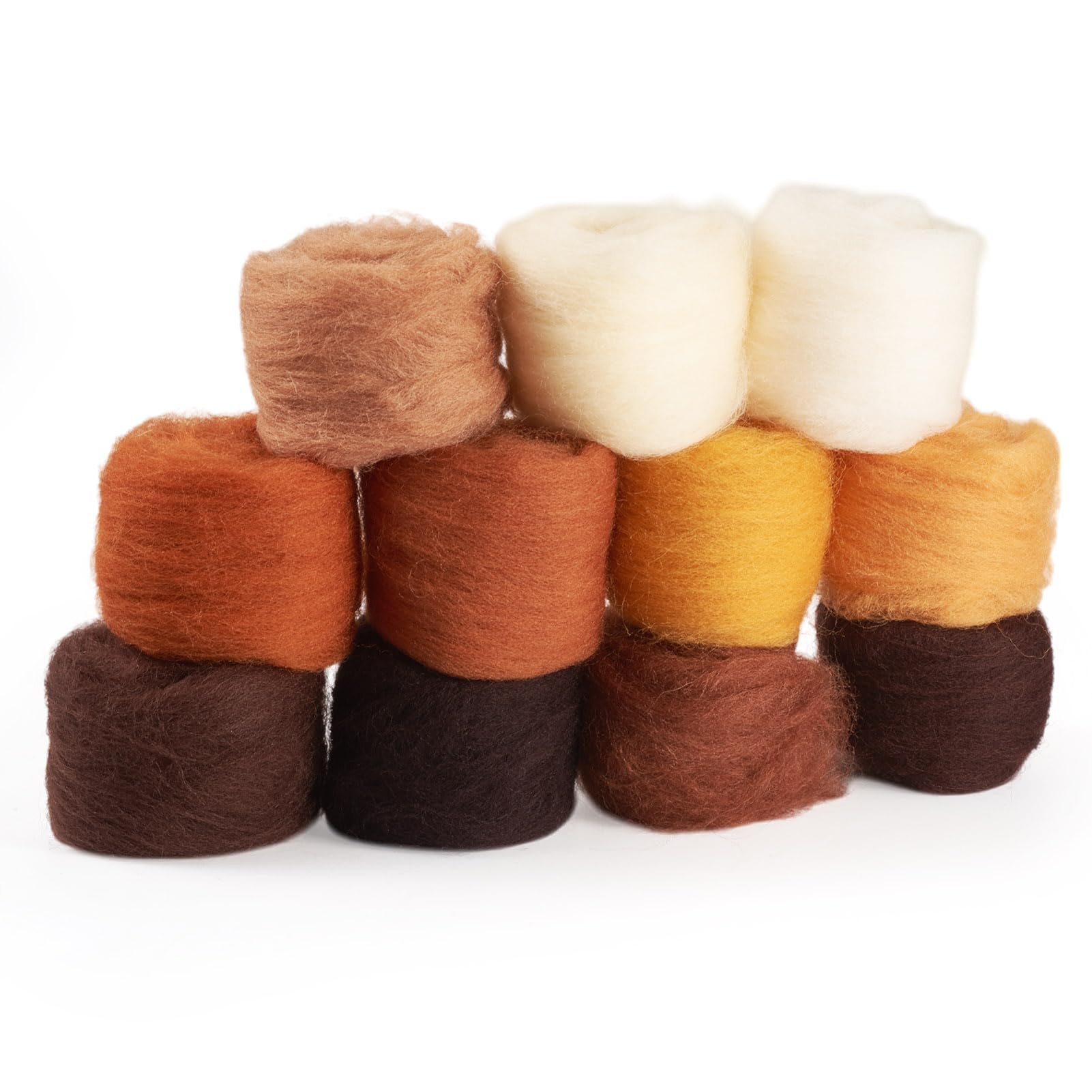 Spritewelry 55G Wool Roving Yarn 11 Colors Brown Tan Needle Felting Wool Chunky Yarn for Needle Felting Wet Felting DIY Hand Spinning