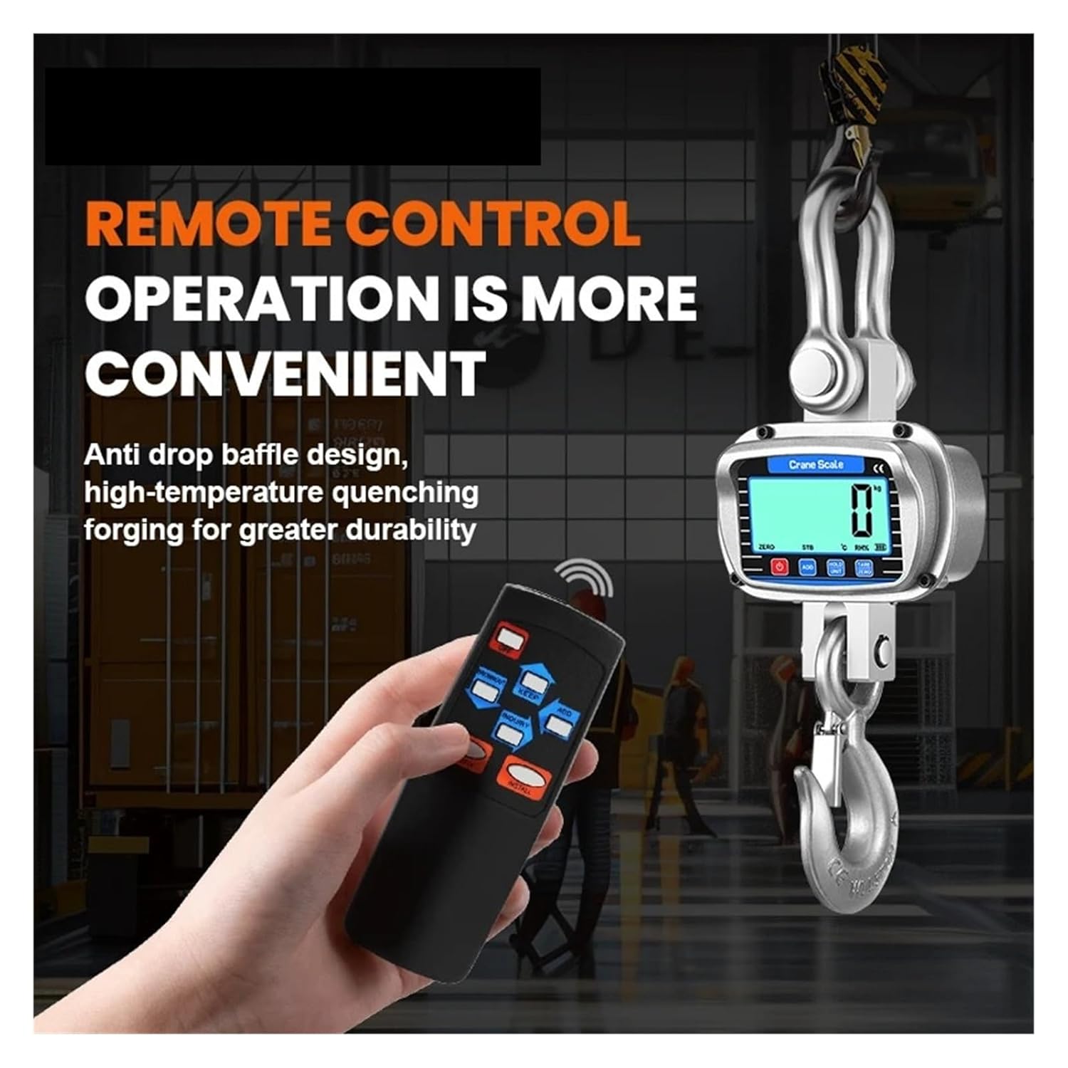 Hanging Scale Luggage Scales Digital Crane Industrial Precision 1kg LCD Heavy Duty Alloy Hook Steel Weighing Tools Thermo-Hygrometer