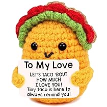 Hshenjhu Sandwich Positivo, 11 X 7cm Sandwich di Supporto Emotivo, Mini Bambola Lavorata a Maglia con Carta Positiva, per Festa di Compleanno Regalo, Familiari Amici Regali