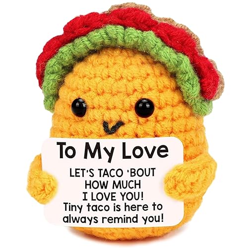 Hshenjhu Sandwich Positivo, 11 X 7cm Sandwich di Supporto Emotivo, Mini Bambola Lavorata a Maglia con Carta Positiva, per Festa di Compleanno Regalo, Familiari Amici Regali