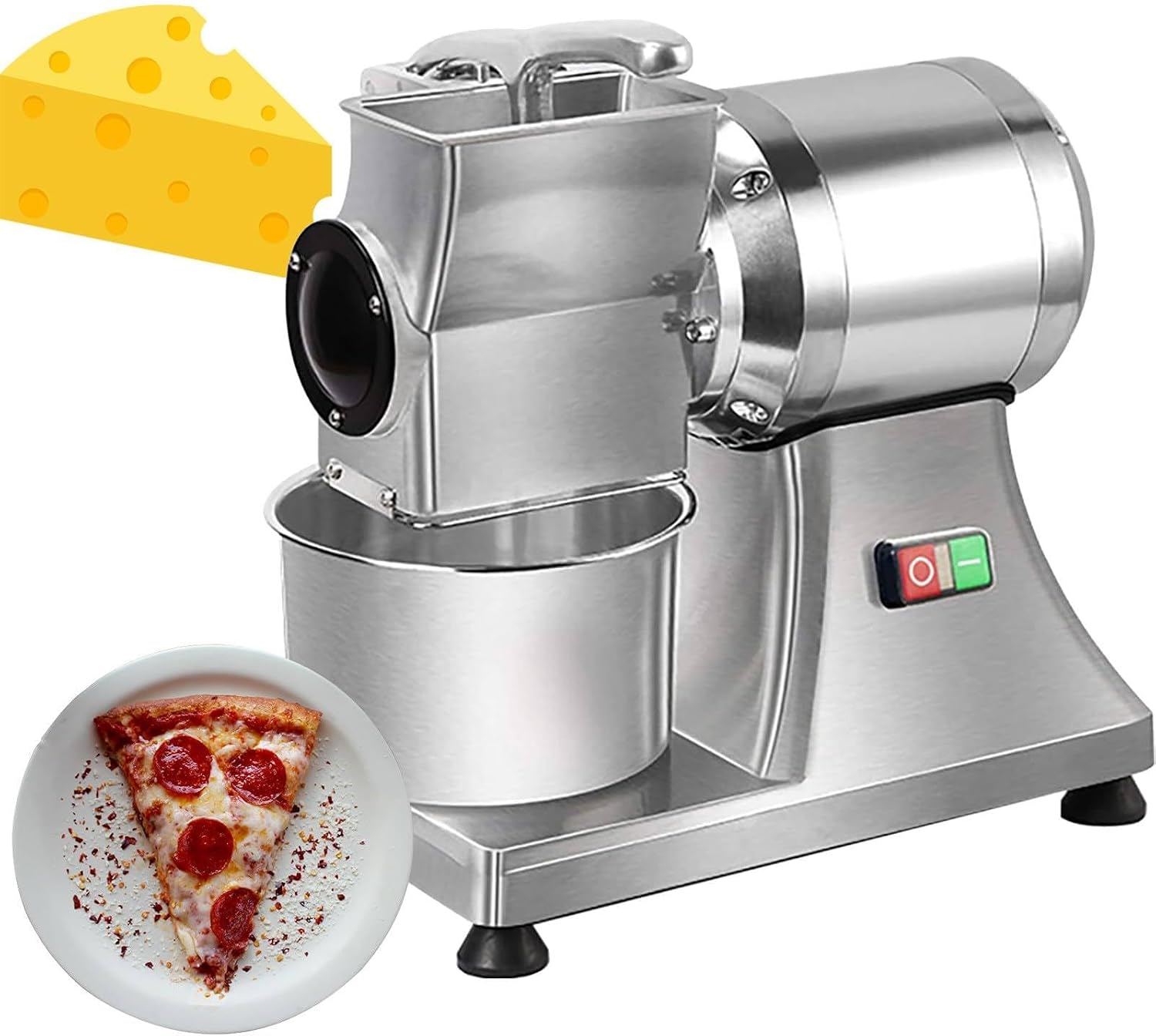 Electric Cheese Grater, 550W Stainless Grating Machine for Cheese, Butter, Bread, 88lb/Hour Throughput, Commercial Shredder and Slicer
