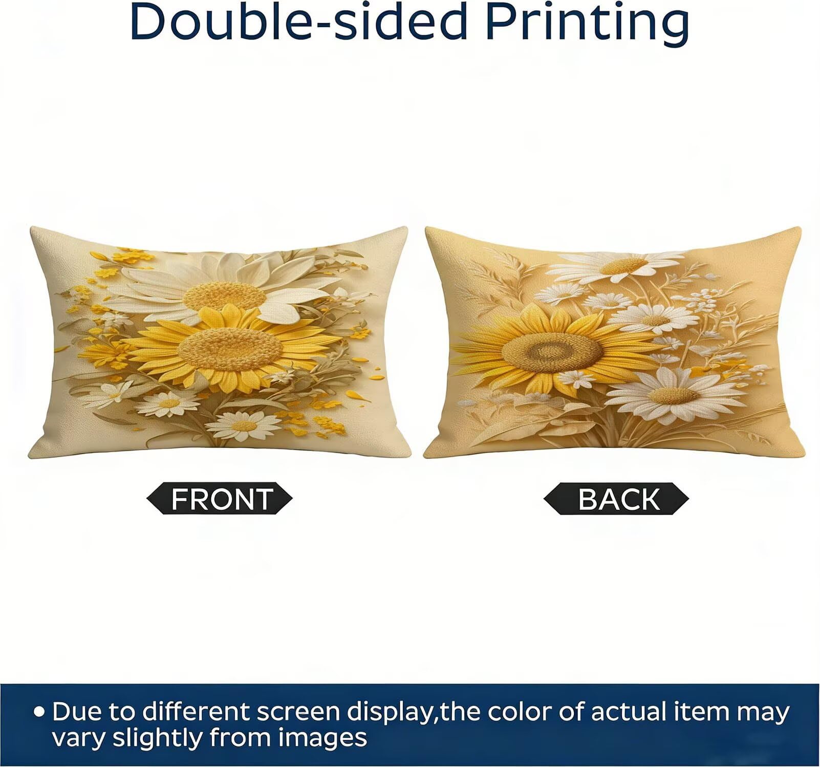 Générique Housse Coussin Exterieur Impermeable 30x50cm Jaune Décoratif Taie d'oreiller Decoration Flower Housse de Coussin Exterieur Impermeable pour Salon de Jardin Lot 2. T-4487