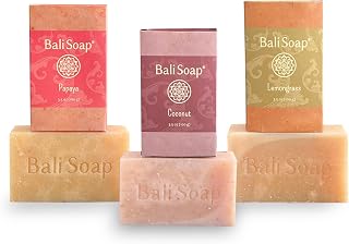 Bali Soap Natural Soap Gift Set 3 Pack 100g - Papaya, Cinnamon & Lemongrass - Handm…