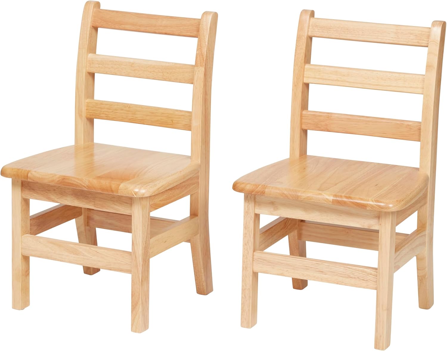 Wooden Ladderback Chairs, 12in Seat Height, Kids Furniture, Natural, 2-Pack
