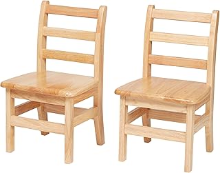 Back2School Express Wooden Ladderback Chairs, 12", Kids Furniture, Natural, 2-Pack