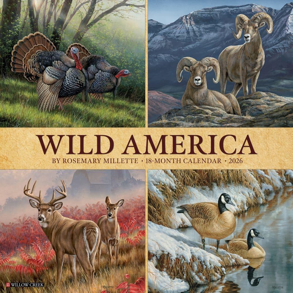 Willow Creek Press, Wild America 2026 Wall Calendar, 12'' X 12'', 18-Month Calendar with Stapled Binding
