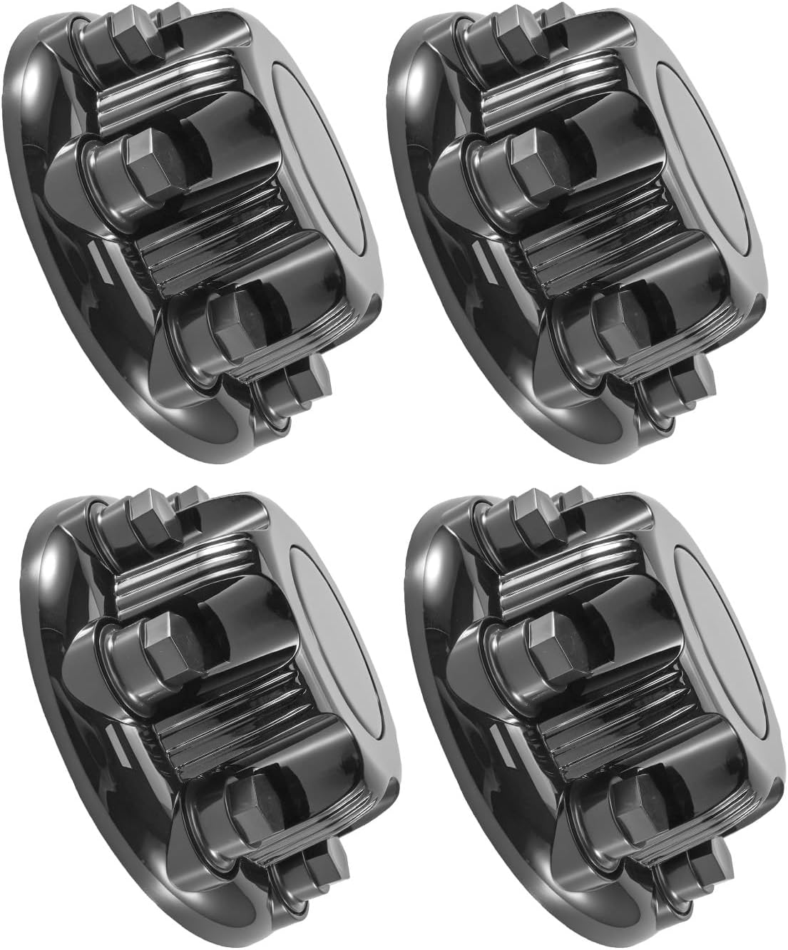 4Pcs 16" Chrome Wheel Center Caps 8 Lugs Fit for Chevy Silverado Avalanche Suburban &GMC Sierra Yukon 1500 2500 3500 1998-2013, Rim Hub Cover Replace 15039489 Glossy Black