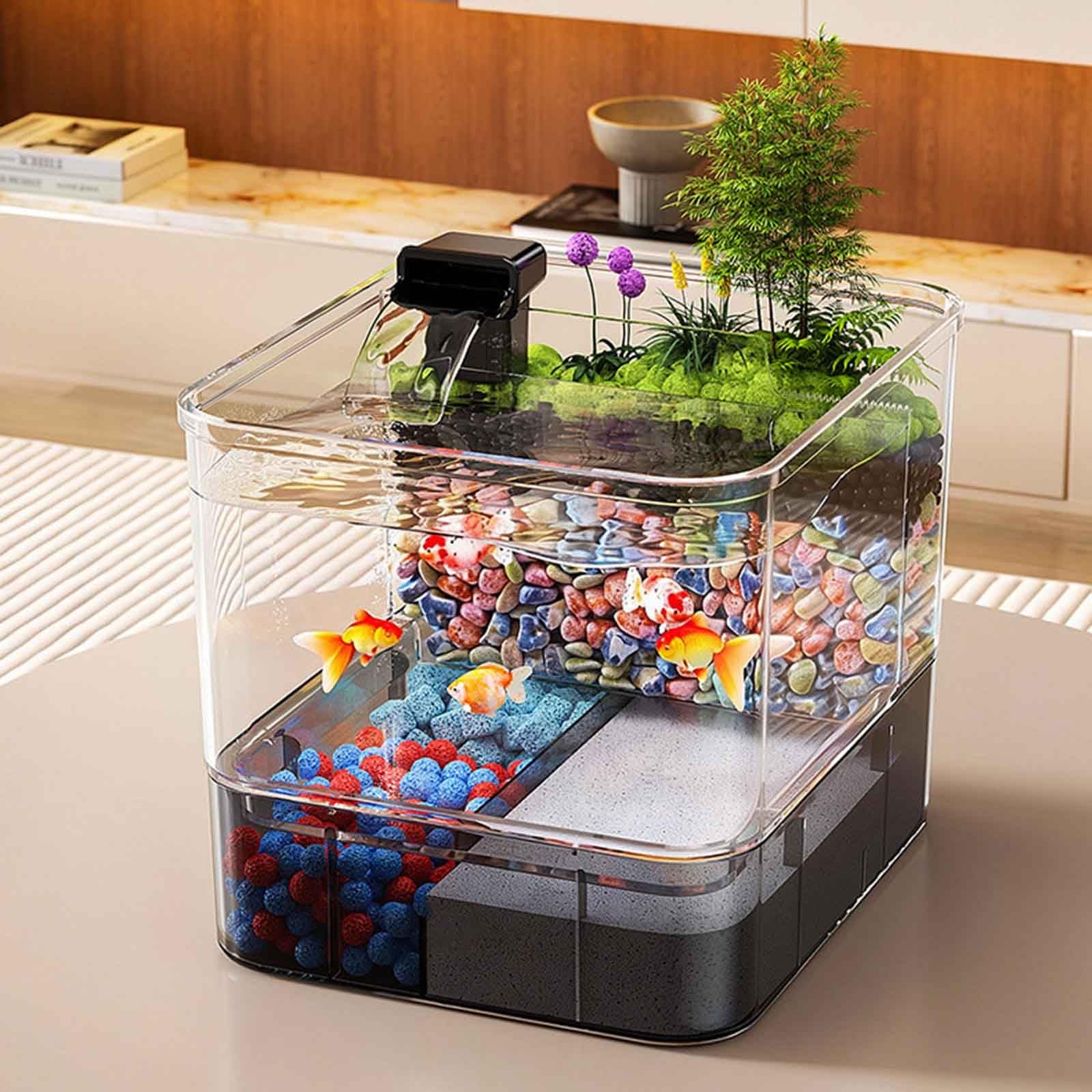 Kleines Betta Aquarium Komplettset, Aquarium-Set, Aquarium Aus Acryl Mit Filter, Pumpe,DIY-Aquascaping Für Kleine Kampffische, Ideal Für Kleine Fische, Garnelen Und Pflanzen